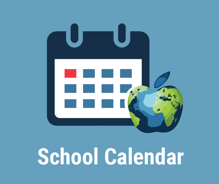 School Calendar. Illustration of calendar page with AMDSB apple.